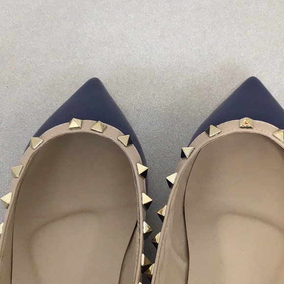 VALENTINO GARAVANI BLUE STUDDED BALLET FLATS SIZE 40 LOOK A LIKE - Picture 3 of 5